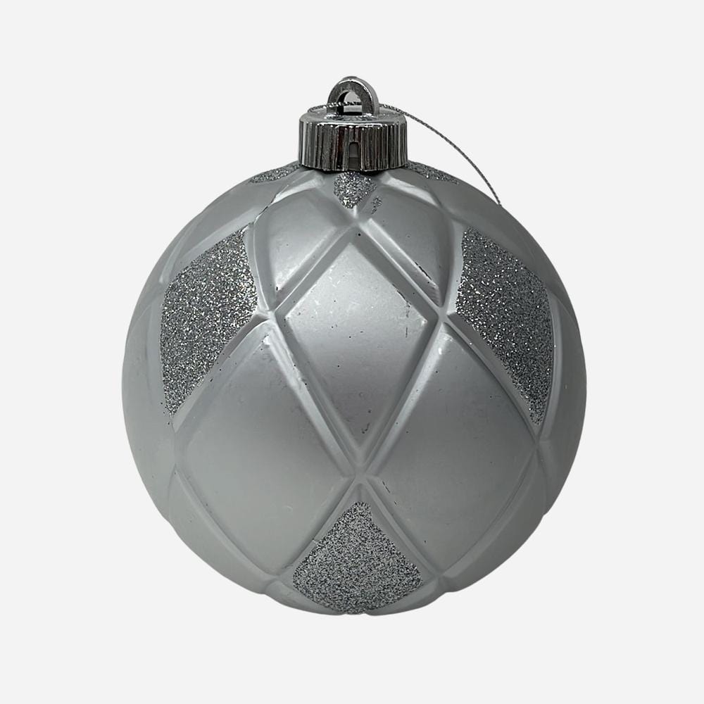 Silver Shatterproof Bauble (12cm)