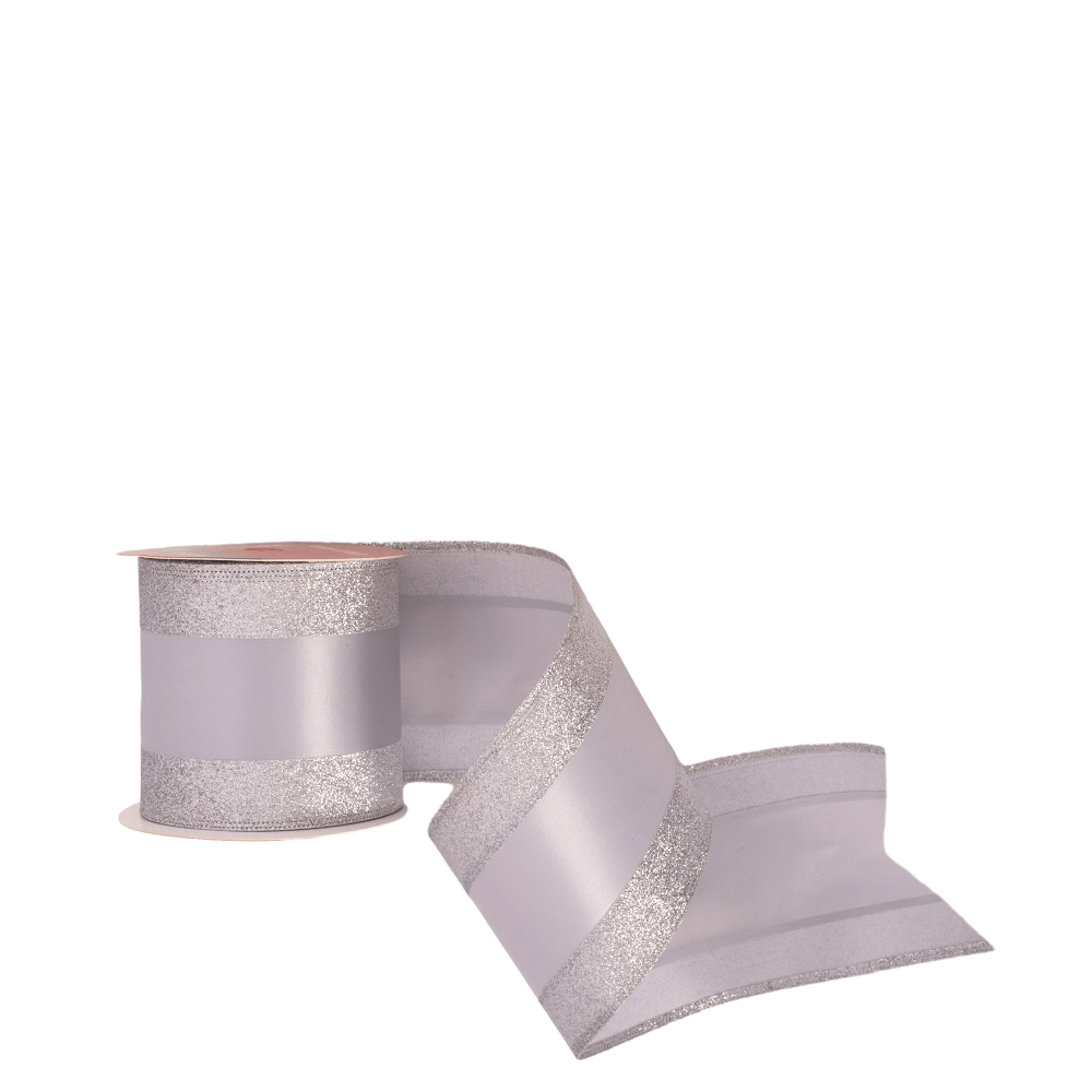 Silver Ribbon with Glitter Edge (10m)