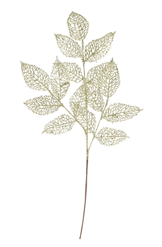 Glitter Mesh Leaf Spray 4 Asst (77cm)