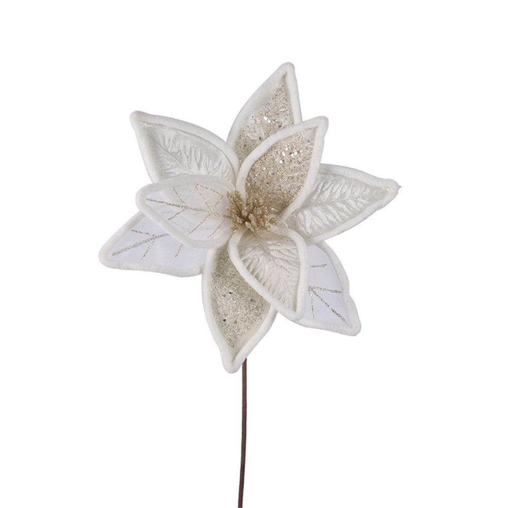Ivory Poinsettia Stem (50cm)