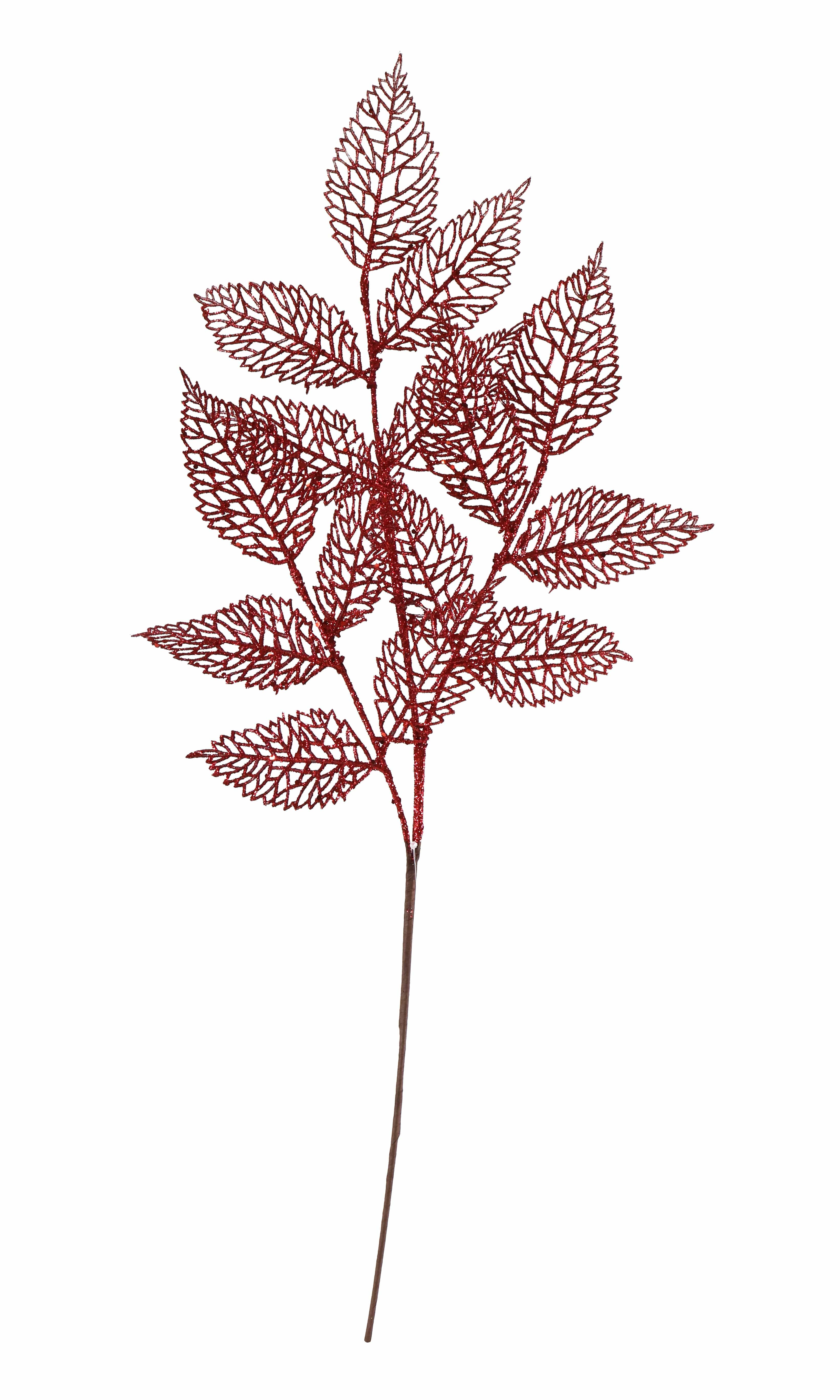 Glitter Mesh Leaf Spray 4 Asst (77cm)