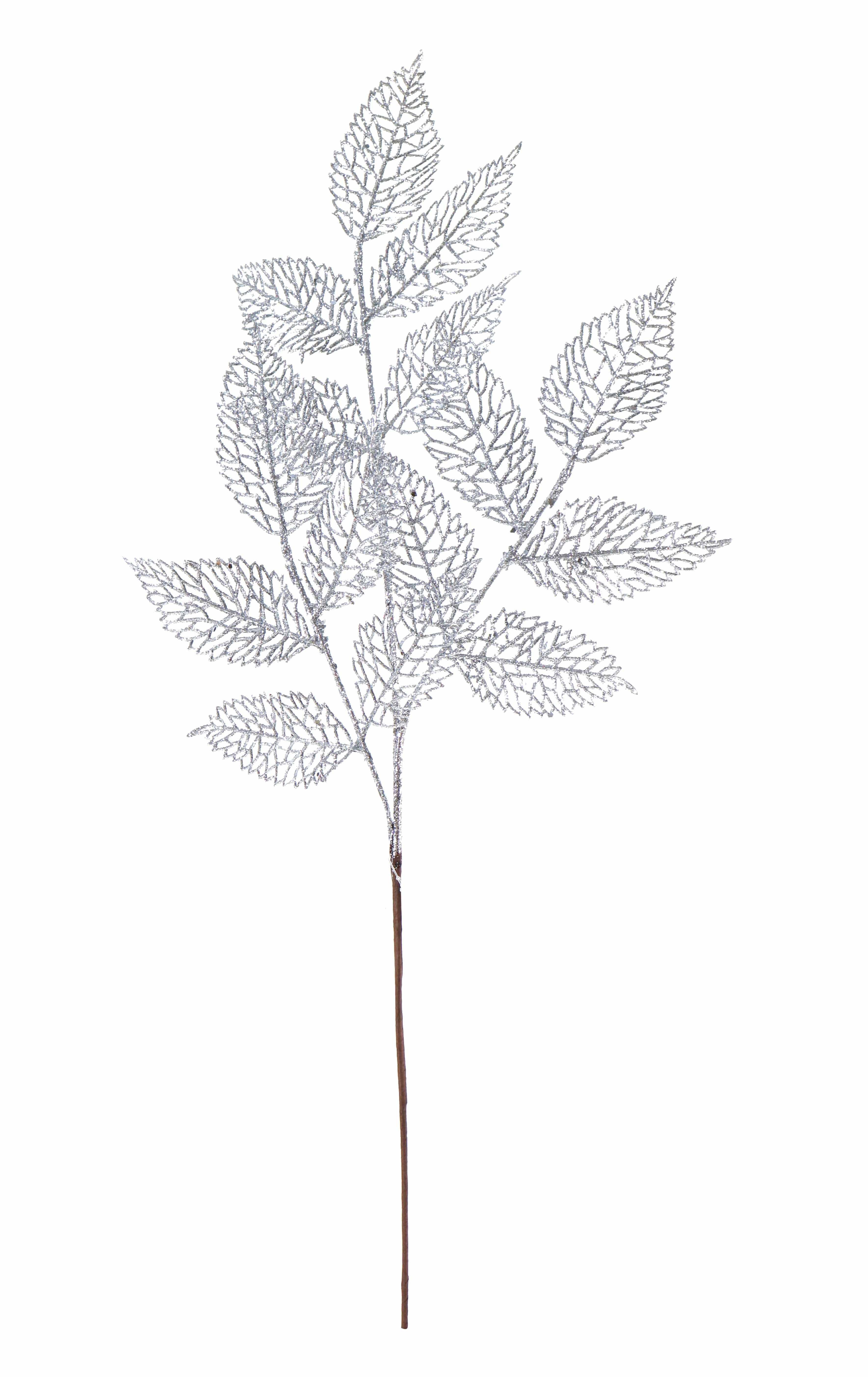 Glitter Mesh Leaf Spray 4 Asst (77cm)