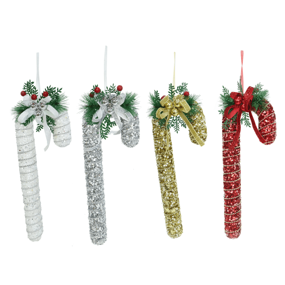 Sparkly Candycane with Pine Deco Assorted