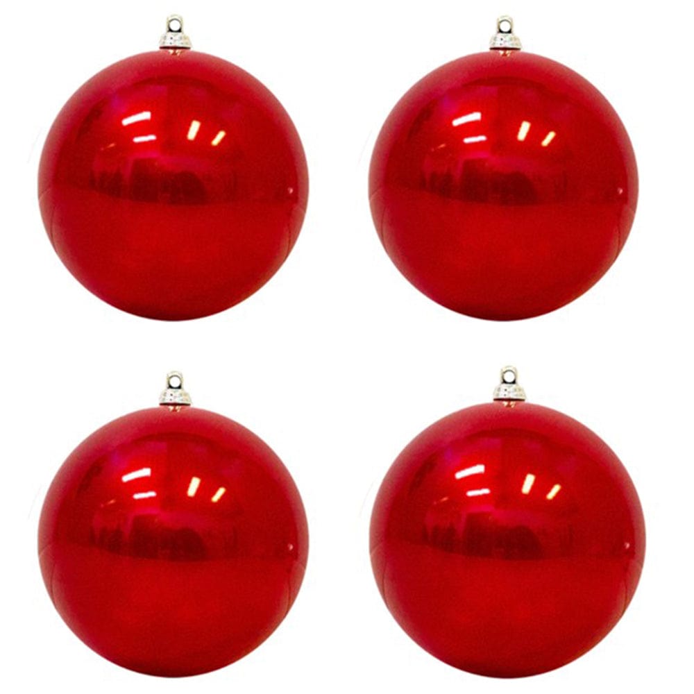 4pk UV Stable Red Baubles (10cm)